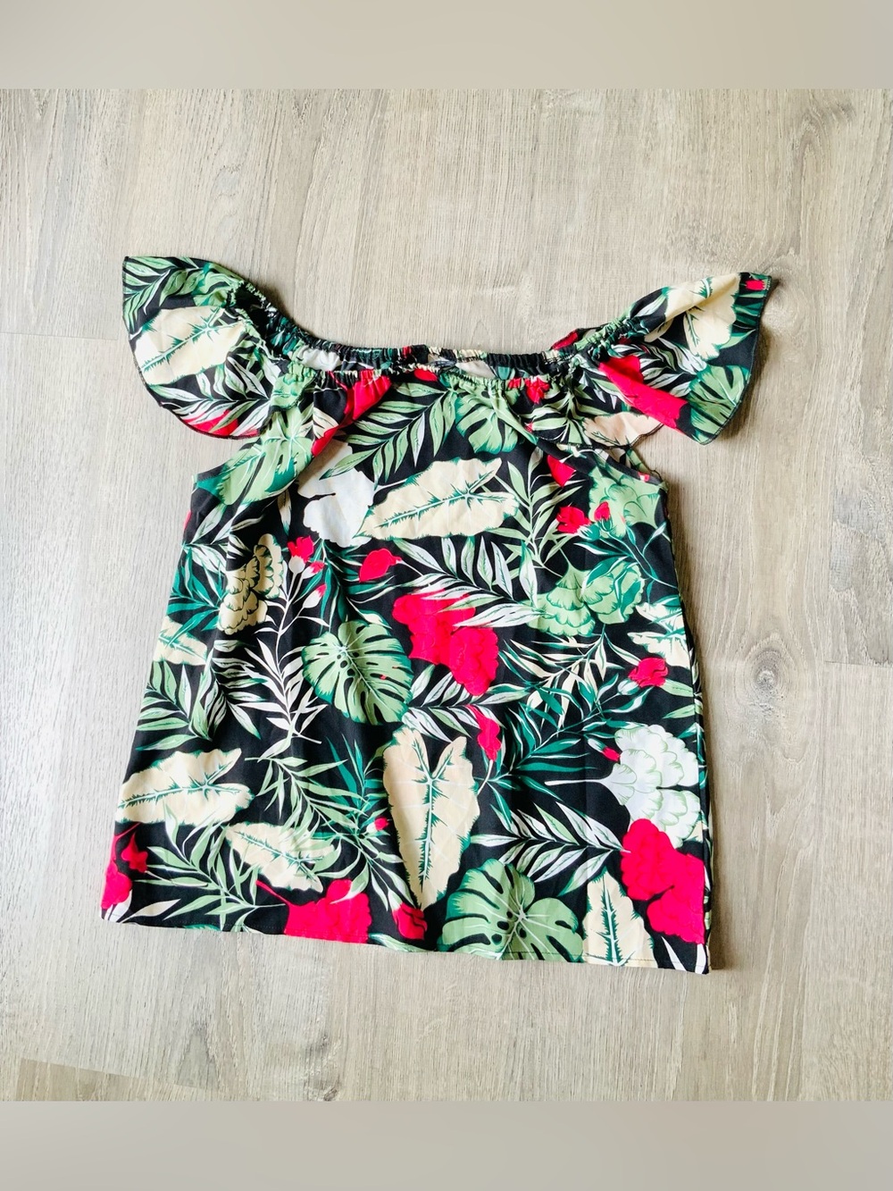 SHEIN Tropical Leaf Print Blouse Women's Large